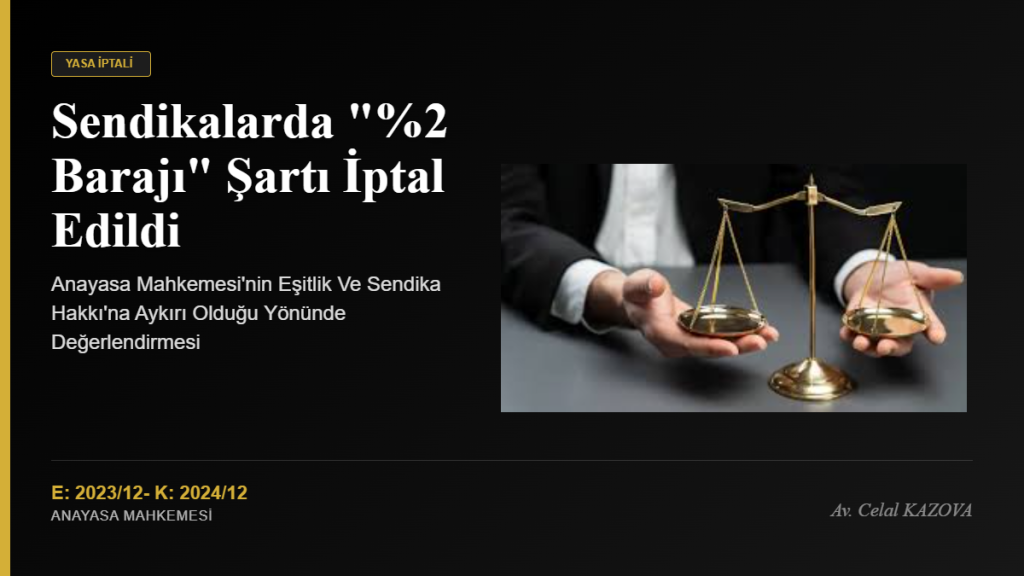%2 Sendika Barajı Yasa İptali Hakkında AYM Kararı