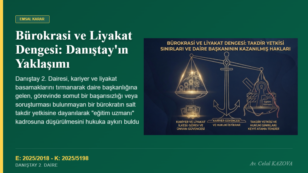 Bürokrasi ve Liyakat Dengesi: Danıştay’dan Takdir Yetkisi Sınırlarını Çizen Karar