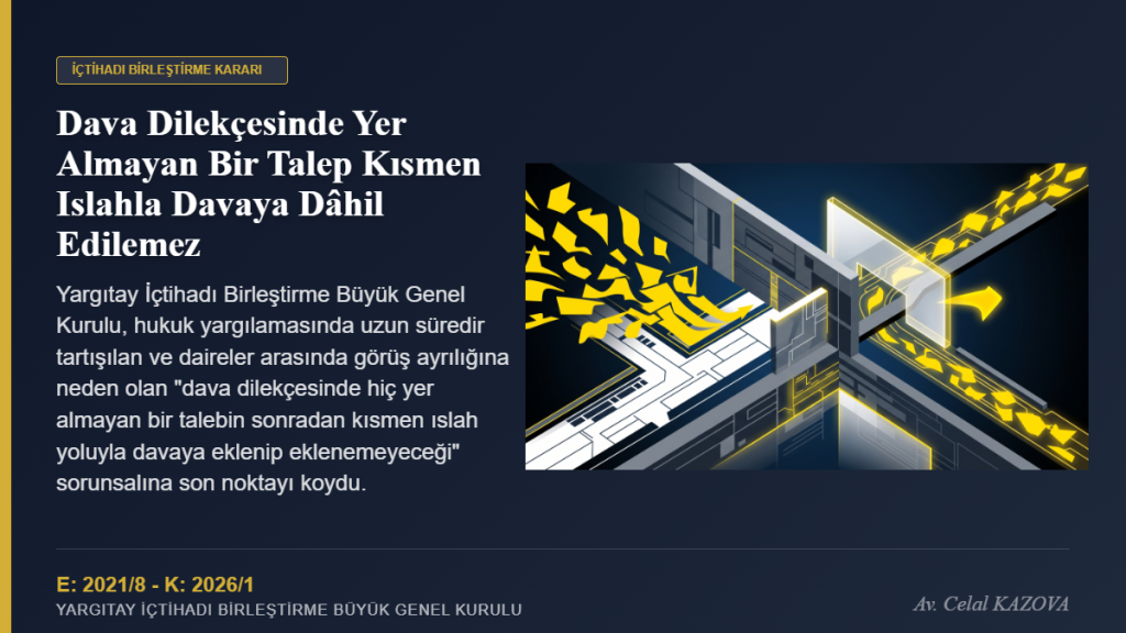Hukuk Yargılamasında Sınırlar Netleşti: Dava Dilekçesinde Yer Almayan Bir Talep Kısmen Islahla Davaya Dâhil Edilemez
