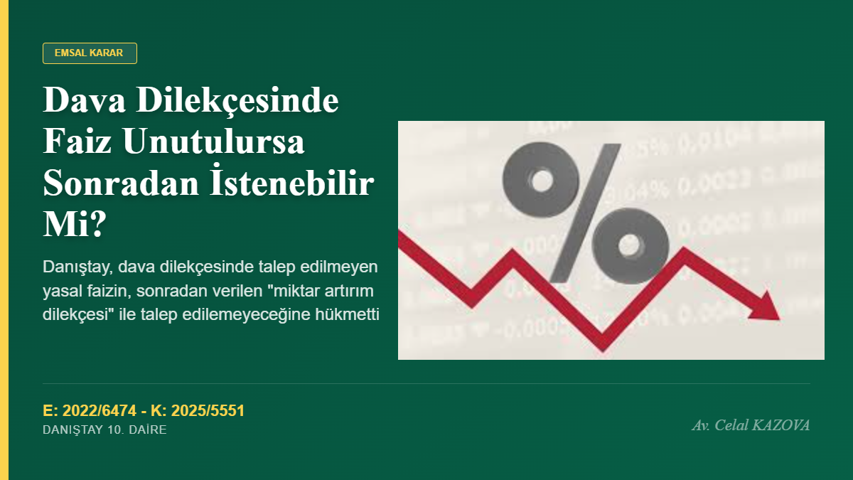 Danıştay Emsal Kararı: Dava Dilekçesinde Faiz İstenmezse Sonradan İstenebilir Mi?